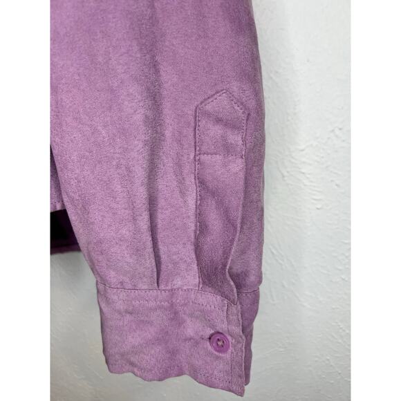 New York & Company (NY & Co) Vintage Lilac Suede-Look Button Down Shirt Sz XL - Picture 4 of 8